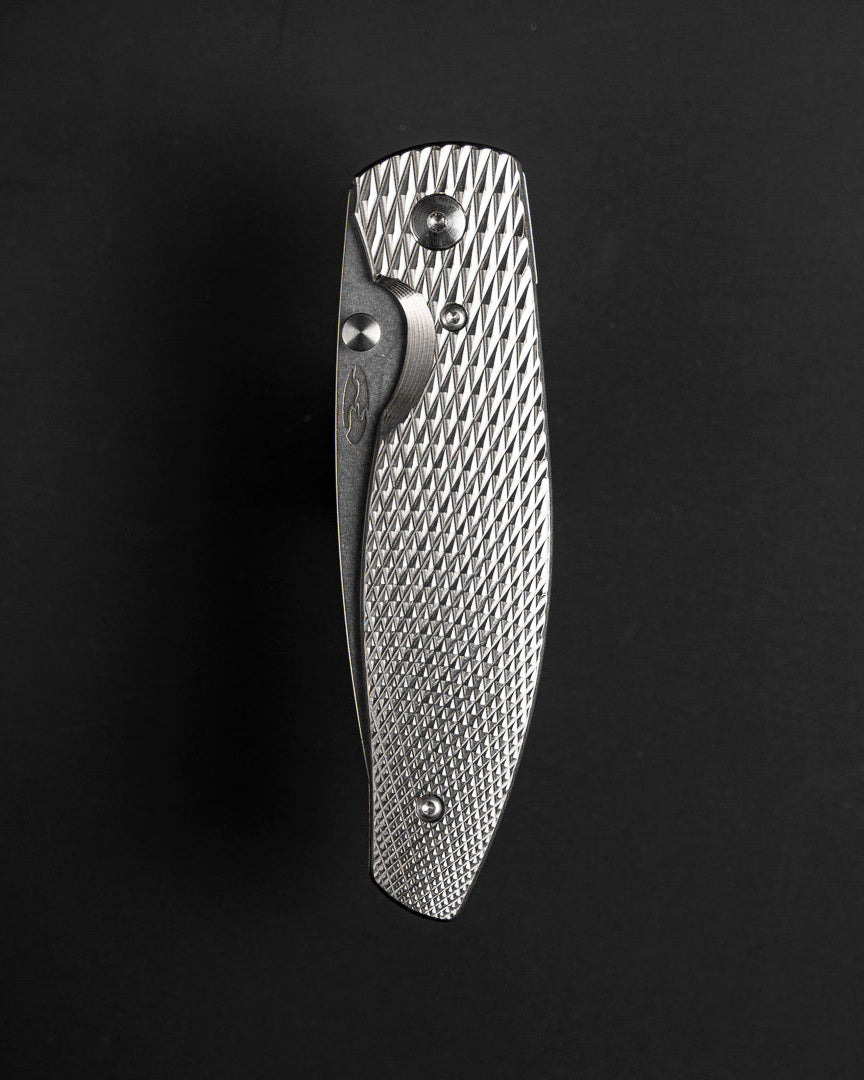 Three Rivers Mfg.-Three Rivers Mfg. (TRM) Atom - 3D Contoured Titanium LIZARD SKIN Handles - MAGNACUT Blade-3-Urban Cutlery