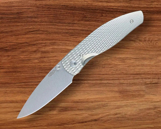 Three Rivers Mfg.-Three Rivers Mfg. (TRM) Atom - 3D Contoured Titanium LIZARD SKIN Handles - MAGNACUT Blade-Urban Cutlery