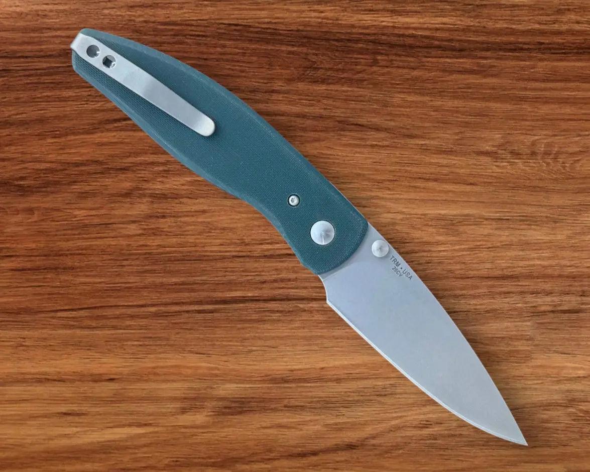 Three Rivers Mfg.-Three Rivers Mfg. (TRM) Atom - FOREST GREEN G10 Handles - 20CV Blade-Urban Cutlery