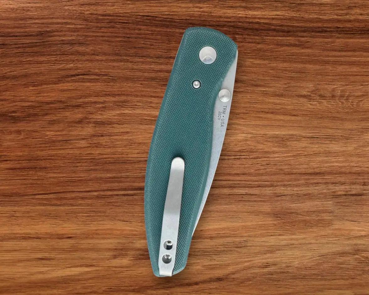 Three Rivers Mfg.-Three Rivers Mfg. (TRM) Atom - FOREST GREEN G10 Handles - 20CV Blade-Urban Cutlery