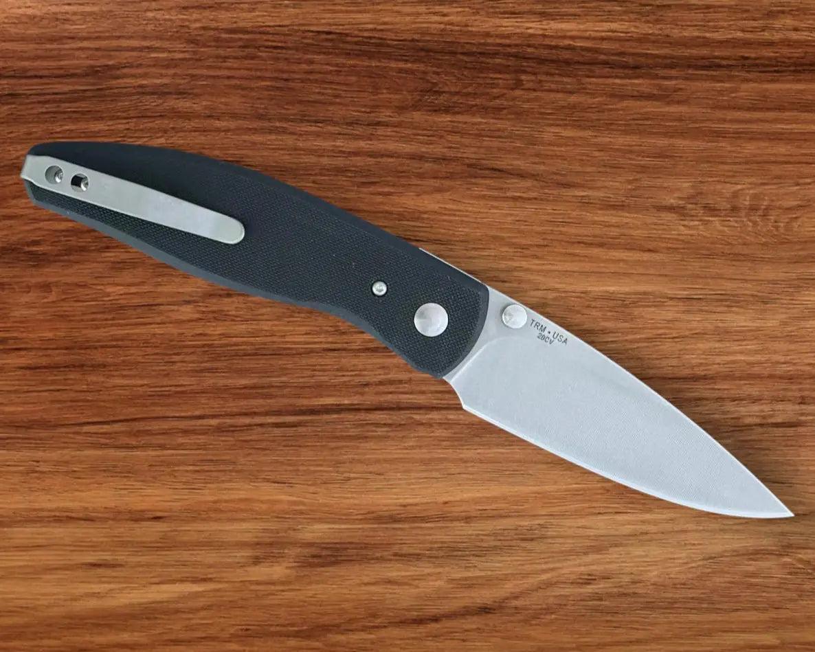 Three Rivers Mfg.-Three Rivers Mfg. (TRM) Atom - JET BLACK G10 Handles - 20CV Blade-Urban Cutlery