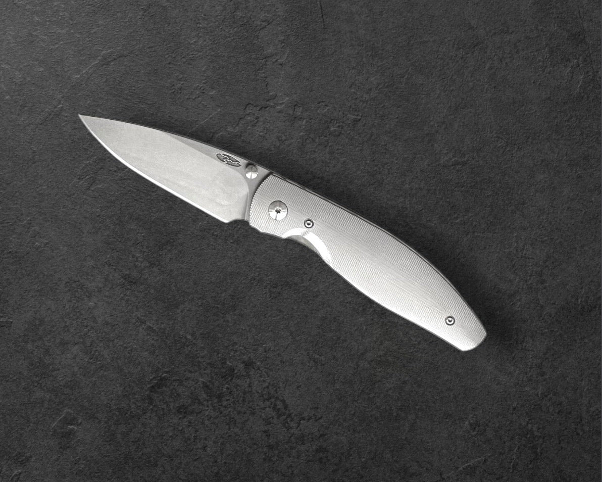 Three Rivers Mfg.-Three Rivers Mfg. (TRM) Atom - PINSTRIPE Titanium Handles - 20CV Blade-2-Urban Cutlery