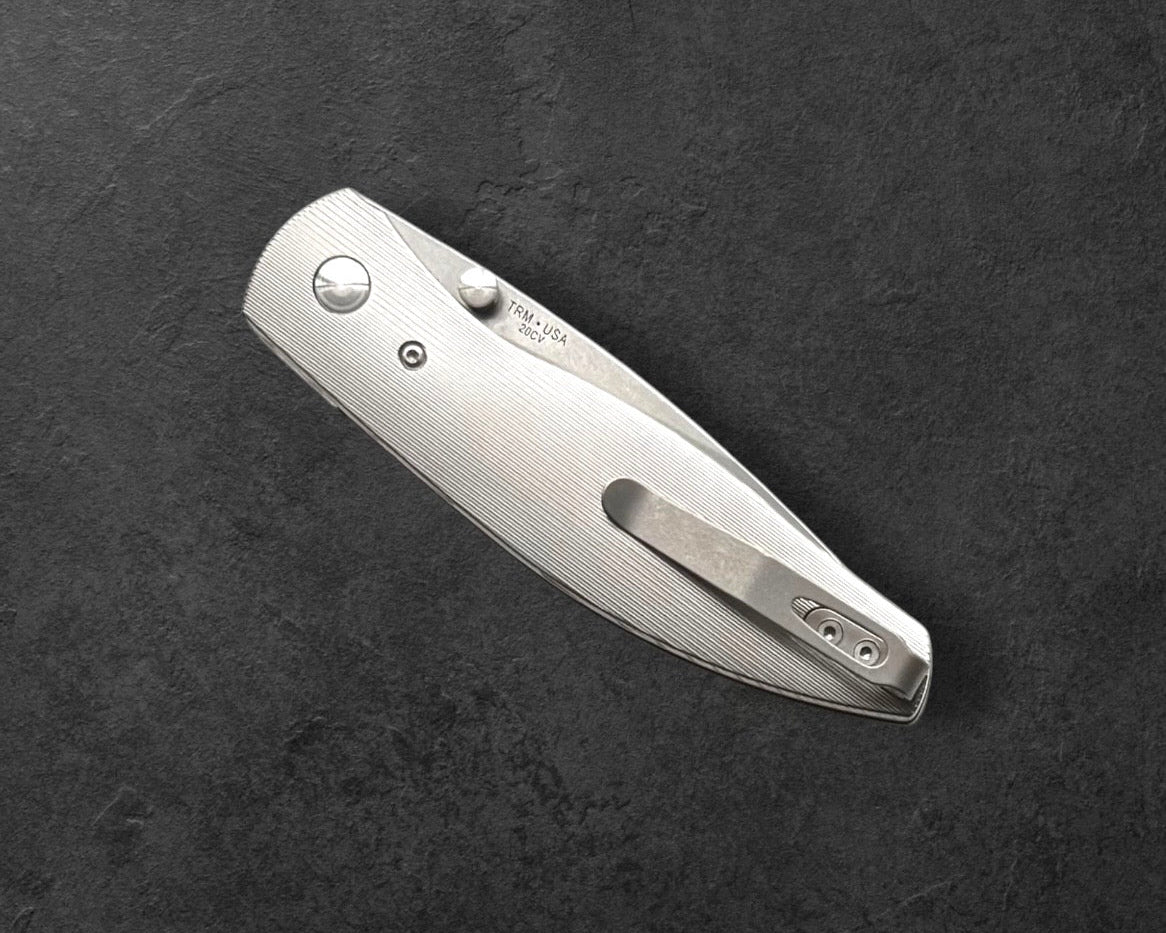 Three Rivers Mfg.-Three Rivers Mfg. (TRM) Atom -PINSTRIPE Titanium Handles - 20CV Blade-Urban Cutlery
