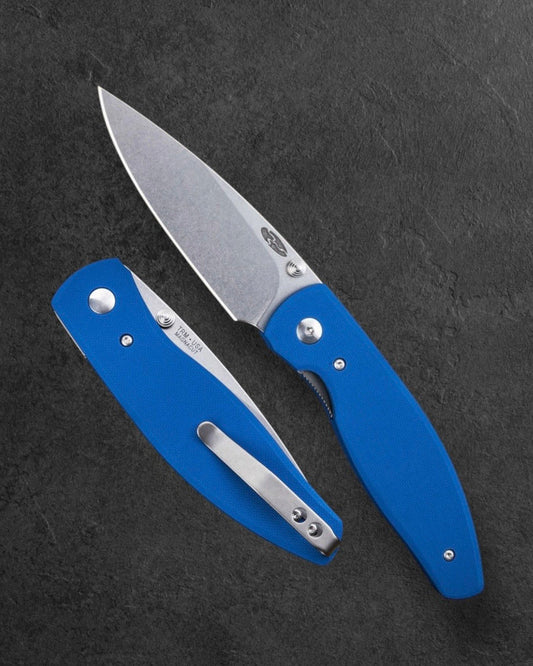 Three Rivers Mfg.-Three Rivers Mfg. (TRM) Atom - ROYAL BLUE G10 FLAT Handles - MAGNACUT Blade-1-Urban Cutlery