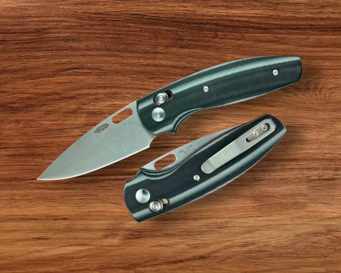 Three Rivers Mfg.-Three Rivers Mfg. (TRM) Bulldog - GHOST G10 3D Contoured SMOOTH Handles - 20CV Blade-1-Urban Cutlery