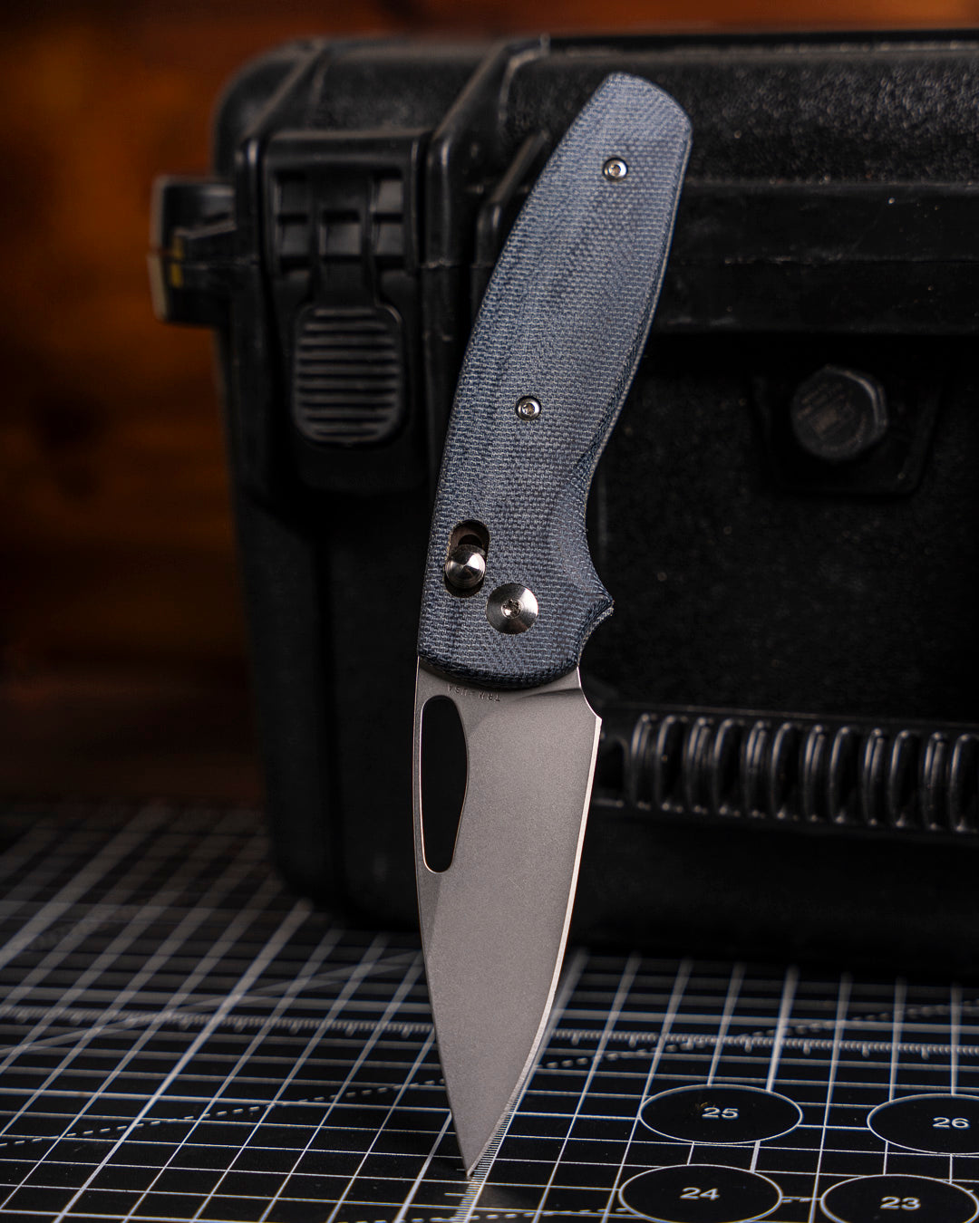 Three Rivers Mfg.-Three Rivers Mfg. (TRM) Bulldog Rev B - BLUE DENIM MICARTA 3D Handles - MAGNACUT Blade-1-Urban Cutlery