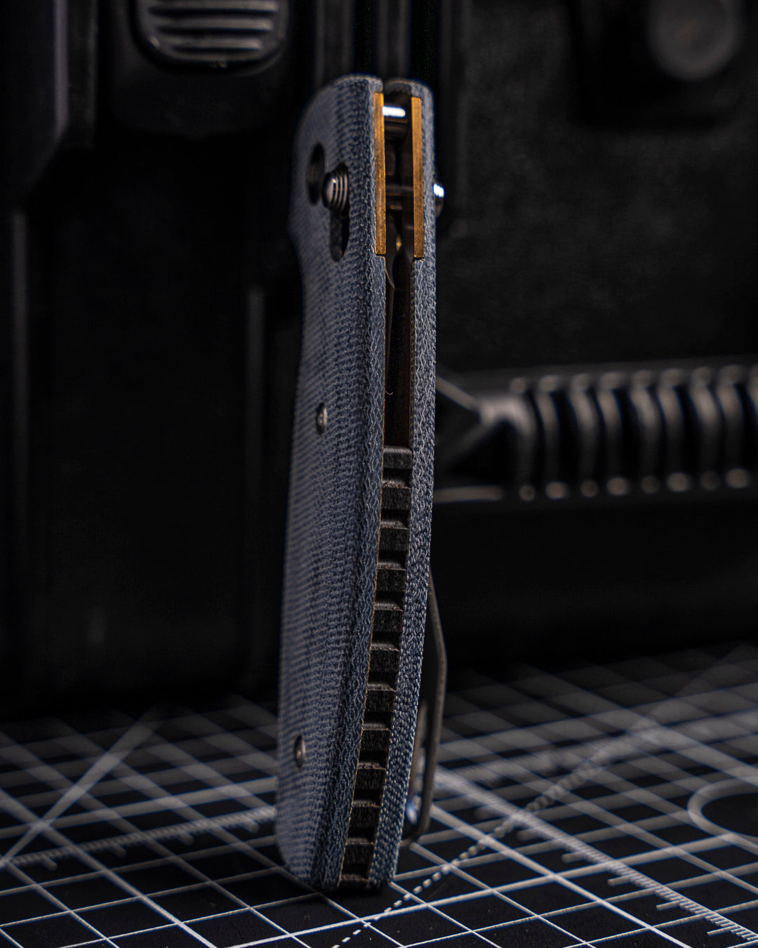 Three Rivers Mfg.-Three Rivers Mfg. (TRM) Bulldog Rev B - BLUE DENIM MICARTA 3D Handles - MAGNACUT Blade-3-Urban Cutlery