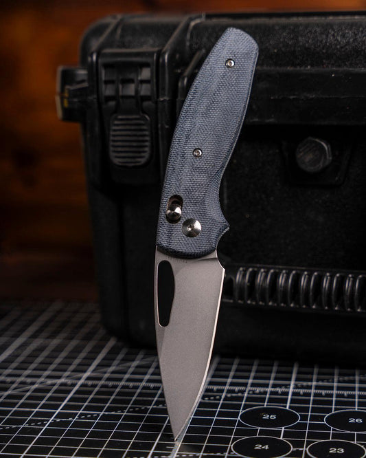 Three Rivers Mfg.-Three Rivers Mfg. (TRM) Bulldog Rev B - BLUE DENIM MICARTA 3D Handles - MAGNACUT Blade-Folding Knife-Urban Cutlery