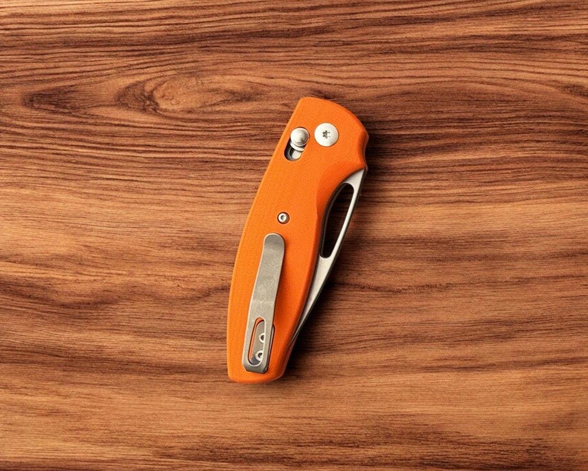 Three Rivers Mfg.-Three Rivers Mfg. (TRM) Bulldog Rev B - G10 HUNTER ORANGE 3D CONTOURED SMOOTH Handles - 20CV Blade-Urban Cutlery