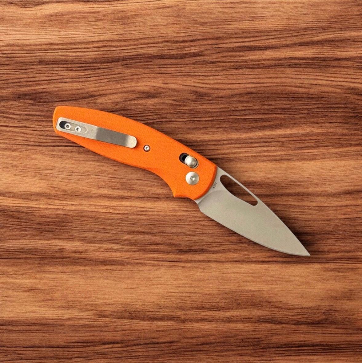Three Rivers Mfg.-Three Rivers Mfg. (TRM) Bulldog Rev B - G10 HUNTER ORANGE 3D CONTOURED SMOOTH Handles - 20CV Blade-Urban Cutlery