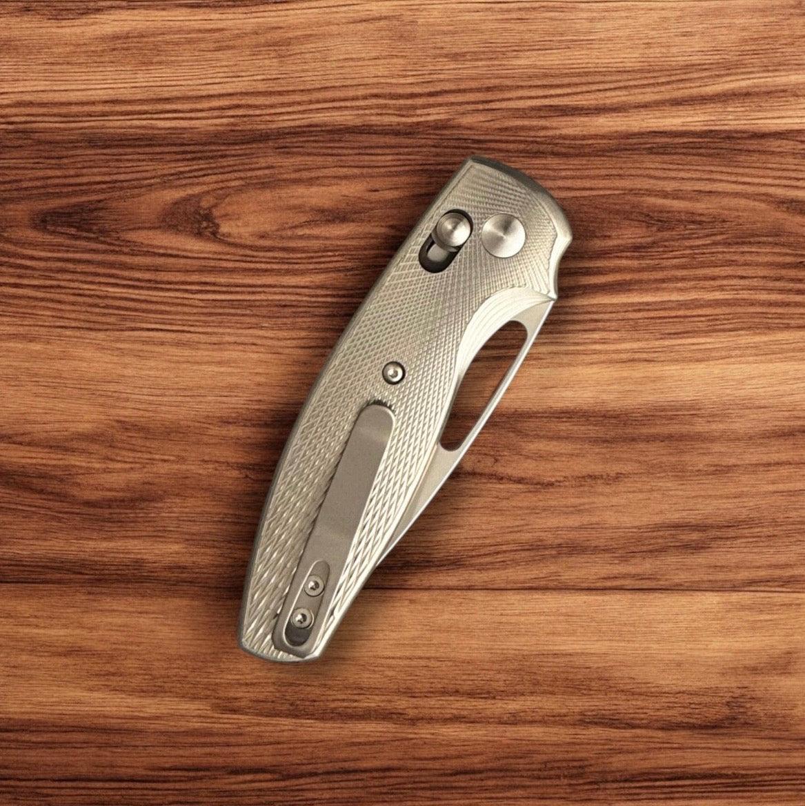 Three Rivers Mfg.-Three Rivers Mfg. (TRM) Bulldog Rev B - TITANIUM 3D Contoured LIZARD SKIN Handles - MAGNACUT Blade-Urban Cutlery