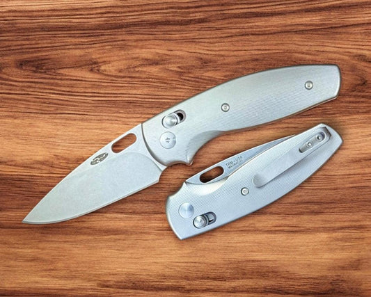 Three Rivers Mfg.-Three Rivers Mfg. (TRM) Bulldog - TITANIUM 3D Contoured SMOOTH Handles - Magnacut Blade-Urban Cutlery