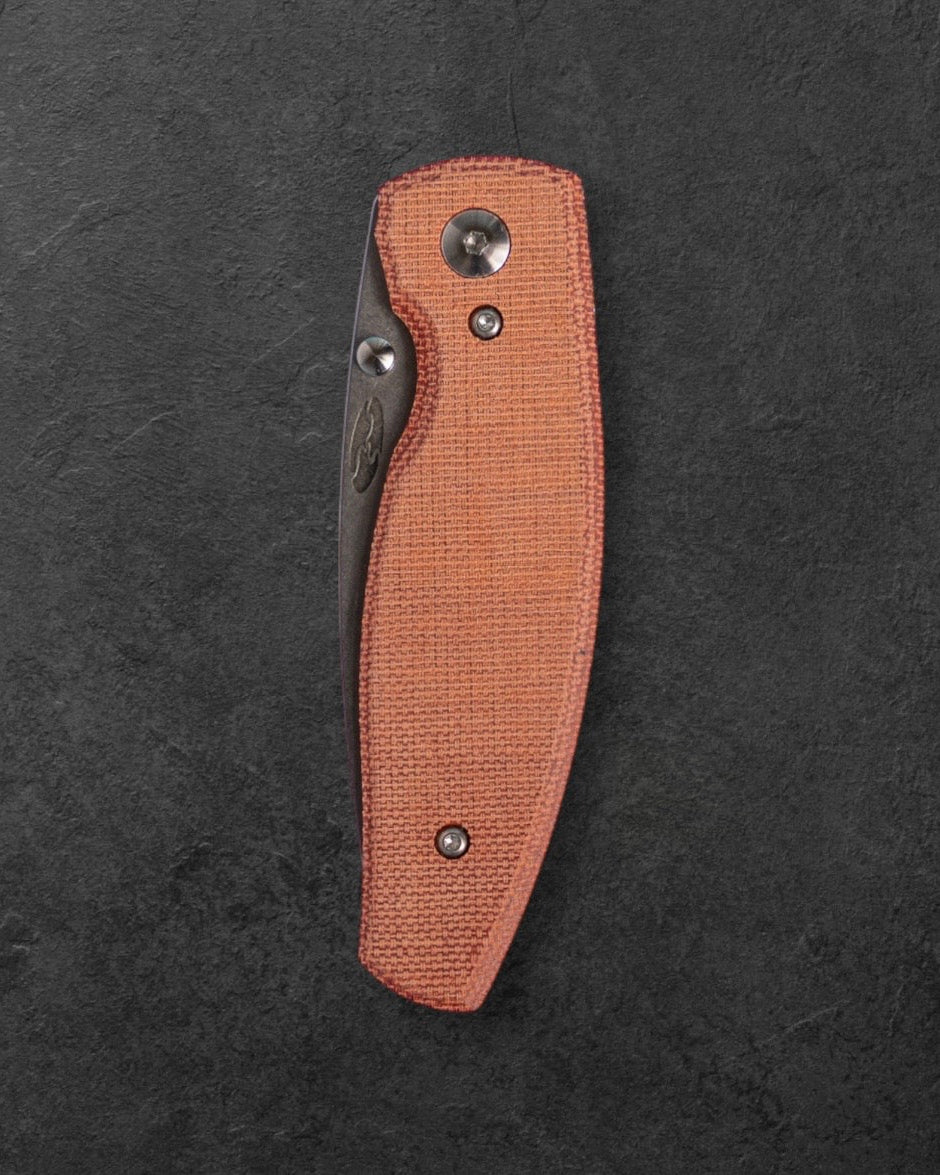 Three Rivers Mfg.-Three Rivers Mfg. (TRM) Neutron 2 - AUTUMN ORANGE MICARTA Flat Handles - 20CV Blade-3-Urban Cutlery