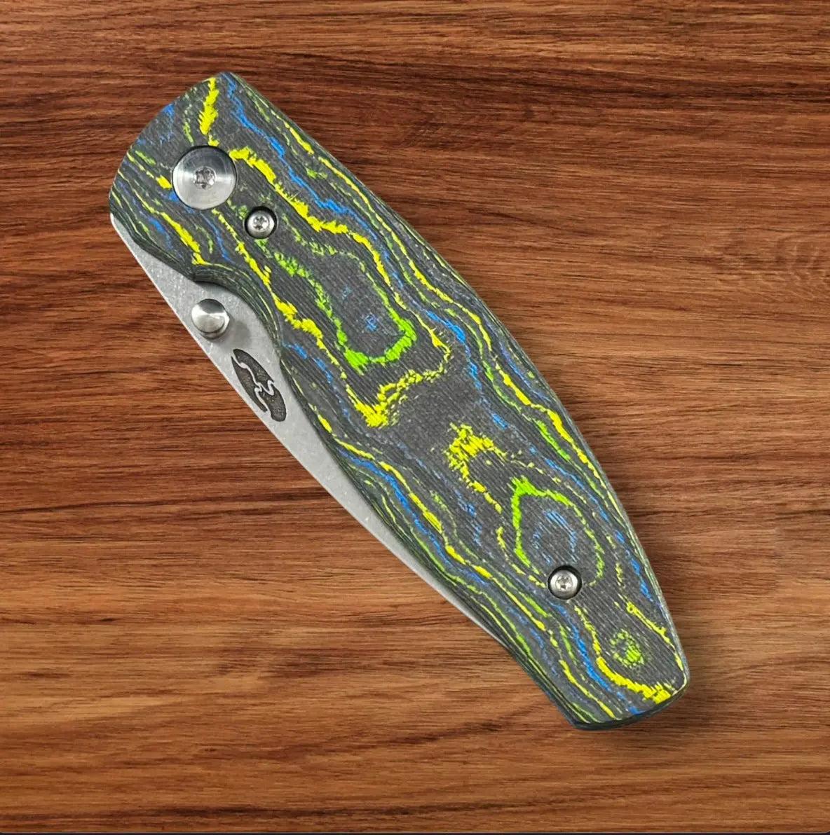 Three Rivers Mfg.-Three Rivers Mfg. (TRM) Neutron 2 - CAMO CARBON GECKO 3D Contoured SMOOTH Handles - 20CV Blade-6-Urban Cutlery