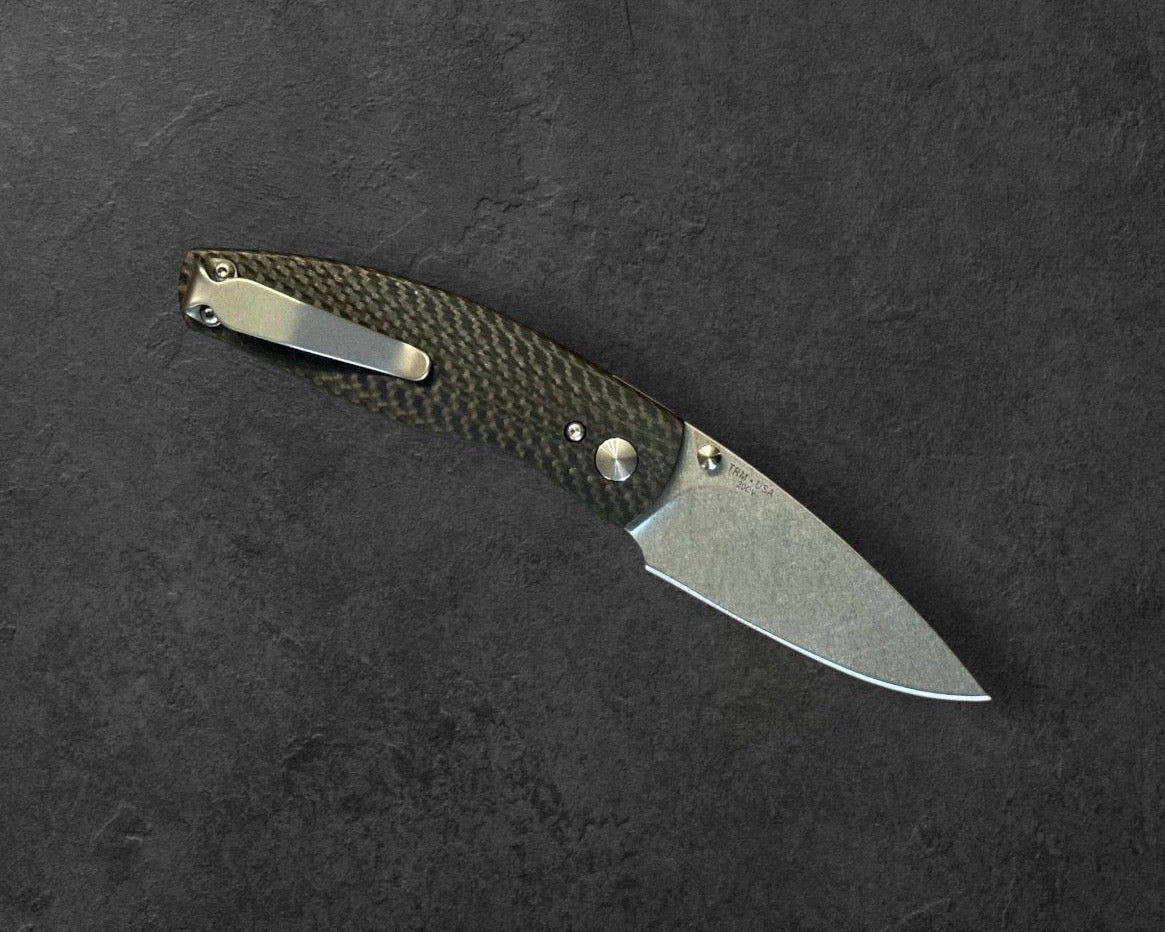Three Rivers Mfg.-Three Rivers Mfg. (TRM) Neutron 2 - CARBON FIBER 3D Contoured SMOOTH - 20CV Blade-3-Urban Cutlery