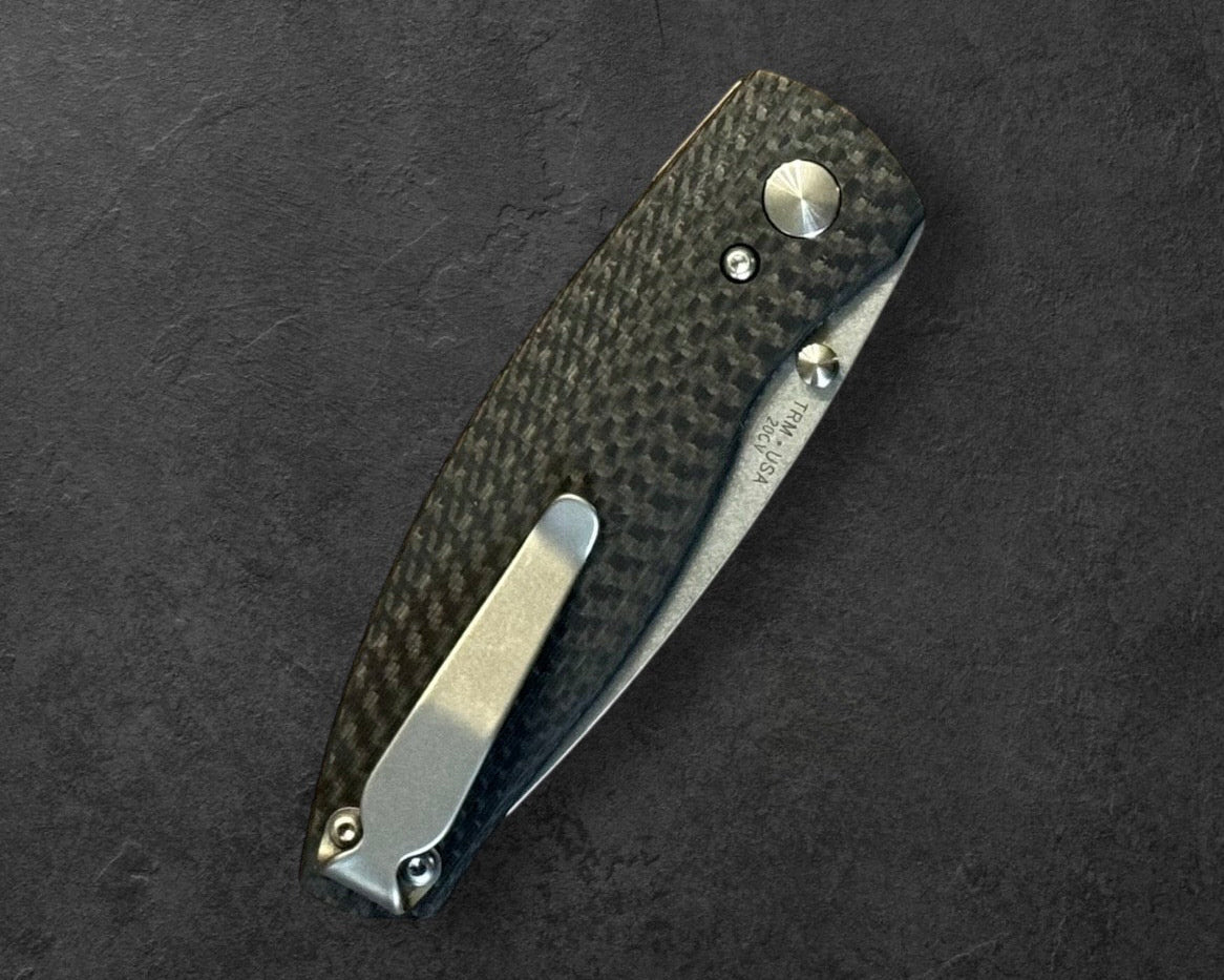 Three Rivers Mfg.-Three Rivers Mfg. (TRM) Neutron 2 - CARBON FIBER 3D Contoured SMOOTH - 20CV Blade-5-Urban Cutlery