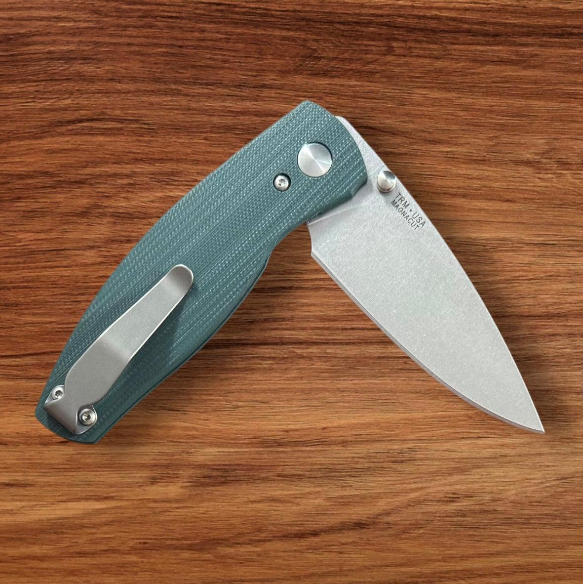 Three Rivers Mfg.-Three Rivers Mfg. (TRM) Neutron 2 - FOREST GREEN G10 3D Handles - Magnacut Blade-4-Urban Cutlery