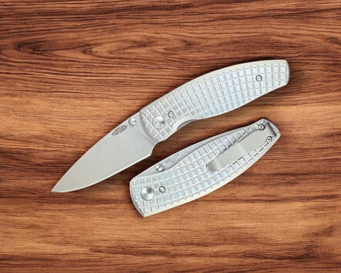 Three Rivers Mfg.-Three Rivers Mfg. (TRM) Neutron 2 - FRAG Titanium Scales - 20CV Blade-1-Urban Cutlery
