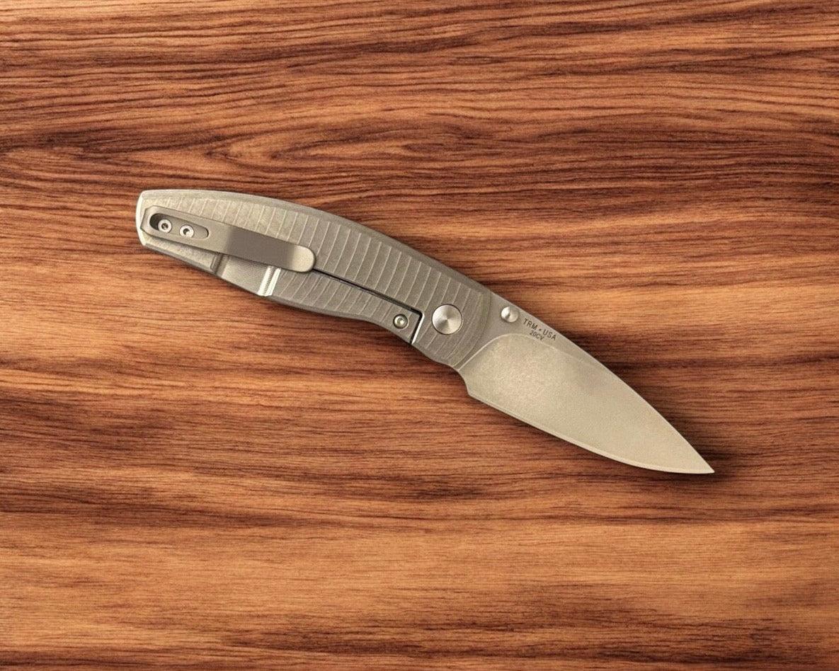 Three Rivers Mfg.-Three Rivers Mfg. (TRM) Neutron 2 FRAME LOCK - CAMOCARBON MOKUME 3D CONTOURED (Showside) Handles - 20CV Blade-Urban Cutlery