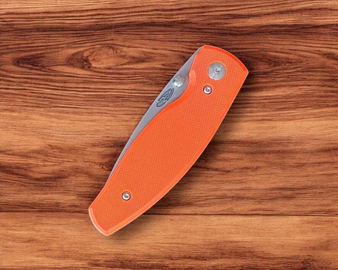 Three Rivers Mfg.-Three Rivers Mfg. (TRM) Neutron 2 FRAME LOCK - ORANGE G10 and Bronze Anodized w/ Orange Inlay Handles - Magnacut Blade-4-Urban Cutlery
