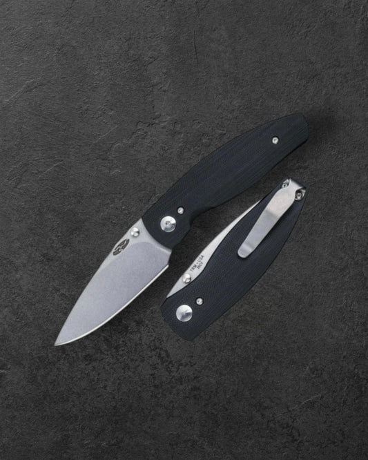 Three Rivers Mfg.-Three Rivers Mfg. (TRM) Neutron 2 - JET BLACK G10 3D Contoured Handles - 20CV Blade-1-Urban Cutlery