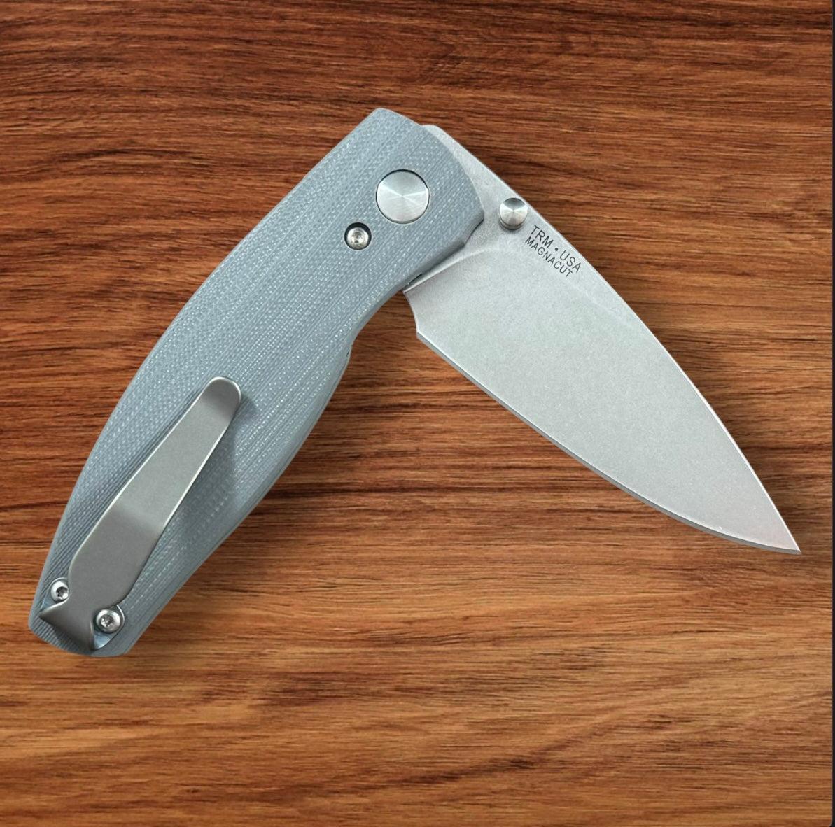 Three Rivers Mfg.-Three Rivers Mfg. (TRM) Neutron 2 - SLATE GRAY G10 Smooth Handles - Magnacut Blade-4-Urban Cutlery