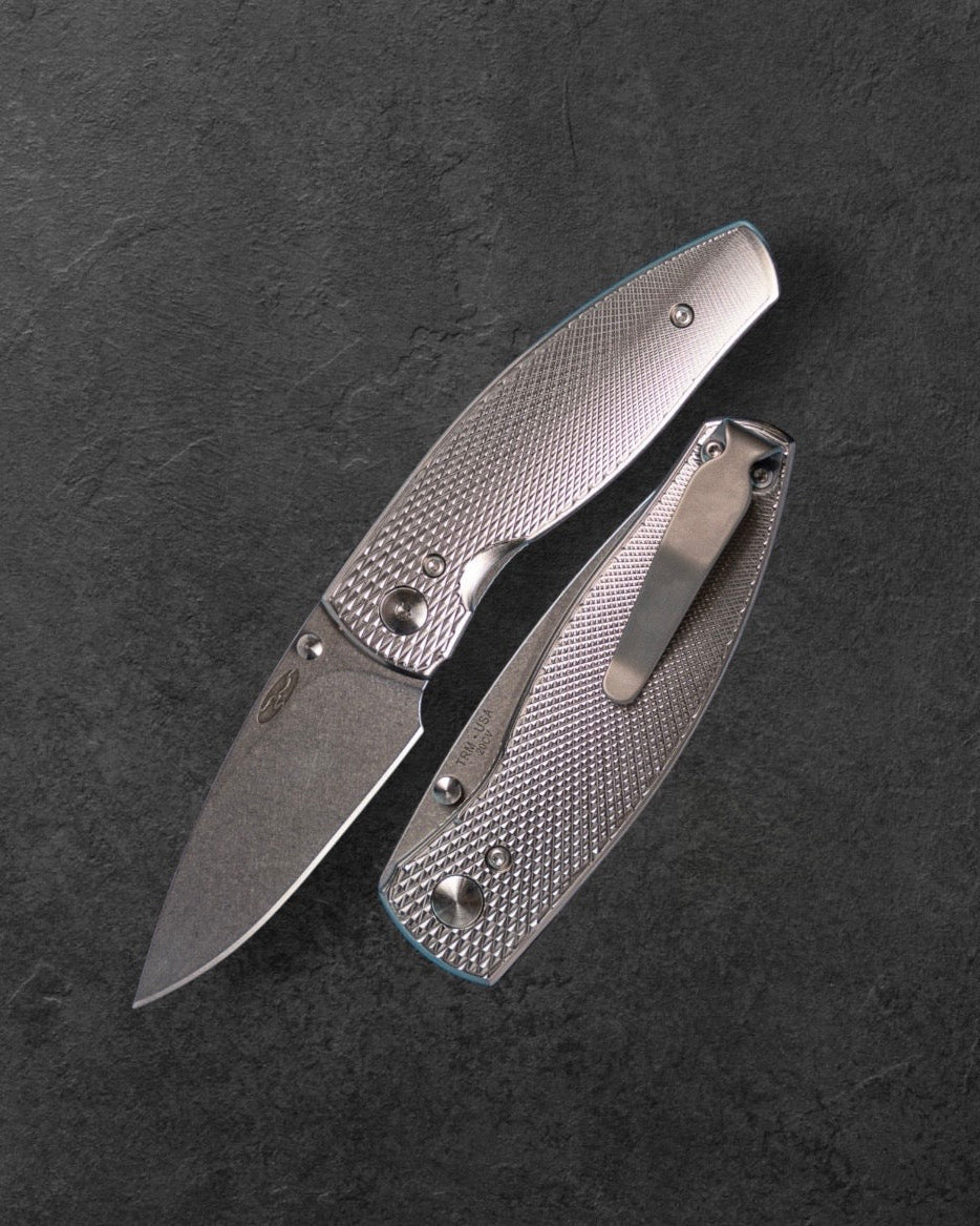Three Rivers Mfg.-Three Rivers Mfg. (TRM) Neutron 2 - Titanium 3D Contoured LIZARD SKIN - 20CV Blade-1-Urban Cutlery