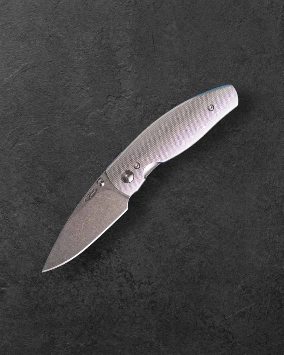 Three Rivers Mfg.-Three Rivers Mfg. (TRM) Neutron 2 - Titanium 3D Contoured PINSTRIPE Handles - 20CV Blade-2-Urban Cutlery
