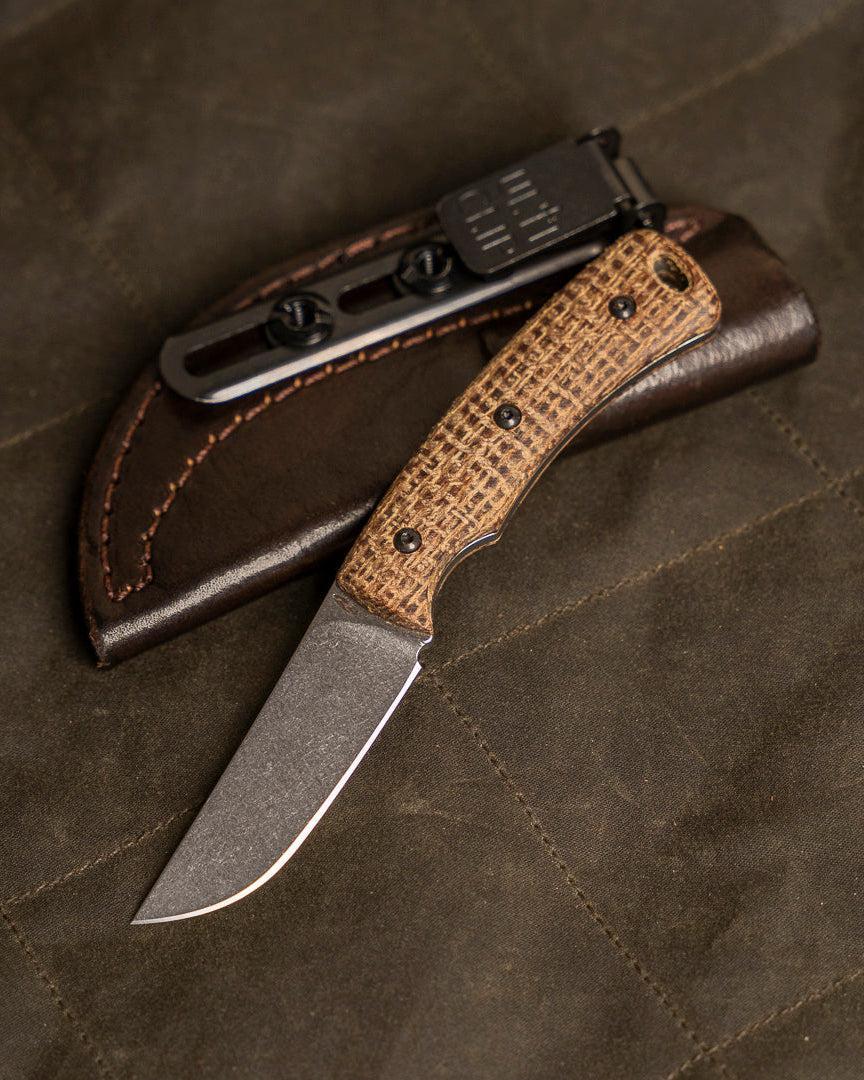 Three Rivers Mfg.-Three Rivers Mfg. (TRM) TAGALONG - BURLAP MICARTA Handles - Magnacut Blade-1-Urban Cutlery