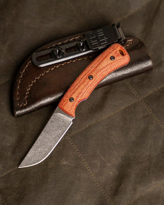 Three Rivers Mfg.-Three Rivers Mfg. (TRM) TAGALONG - MICARTA AUTUMN ORANGE 3D CONTOURED SMOOTH Handles - Magnacut Blade-Fixed Blade-Urban Cutlery