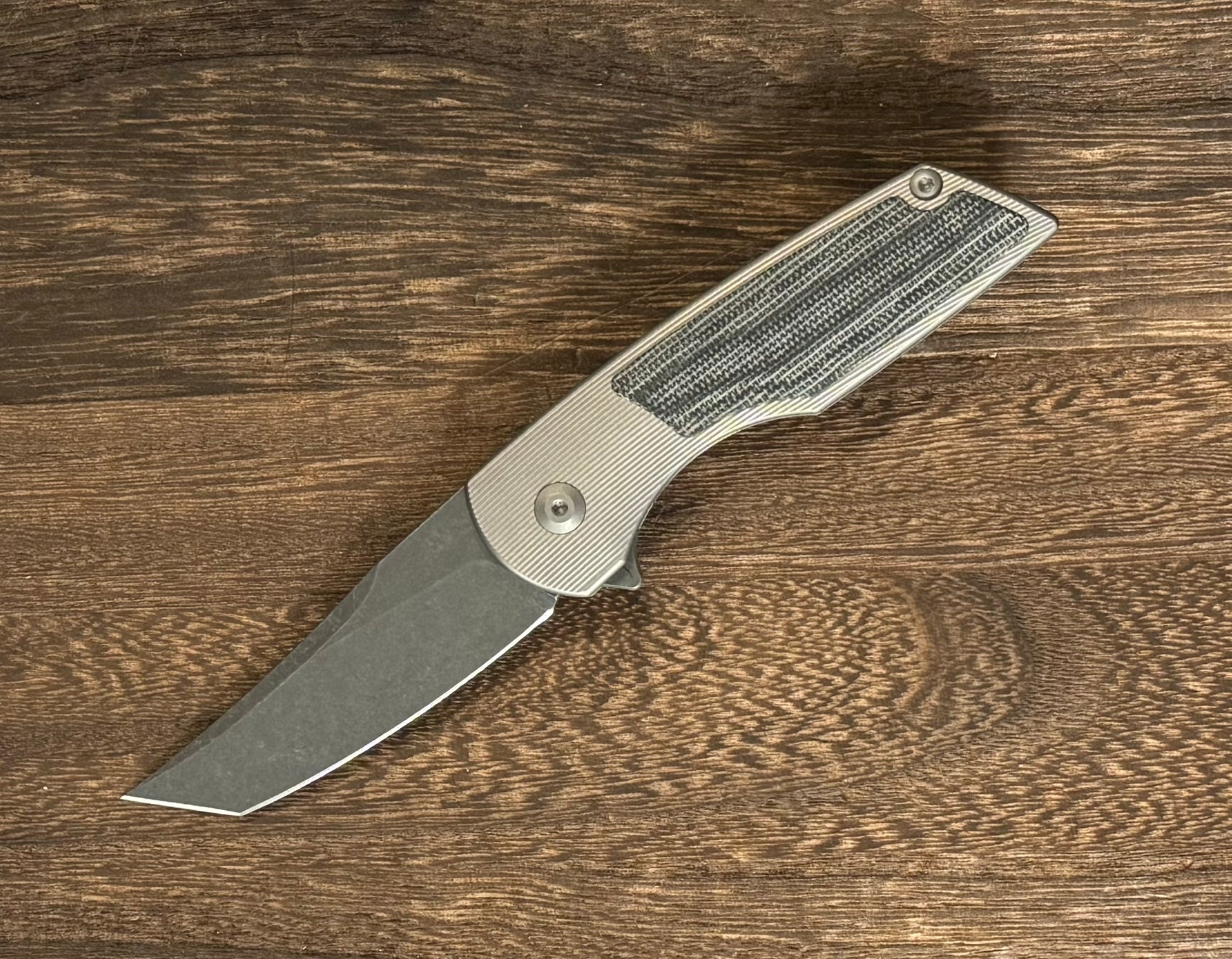 Urban EDC-Urban EDC Delta - Titanium and Elmax - Black Micarta and Acid Etched Blade - Brand New-1-Urban Cutlery