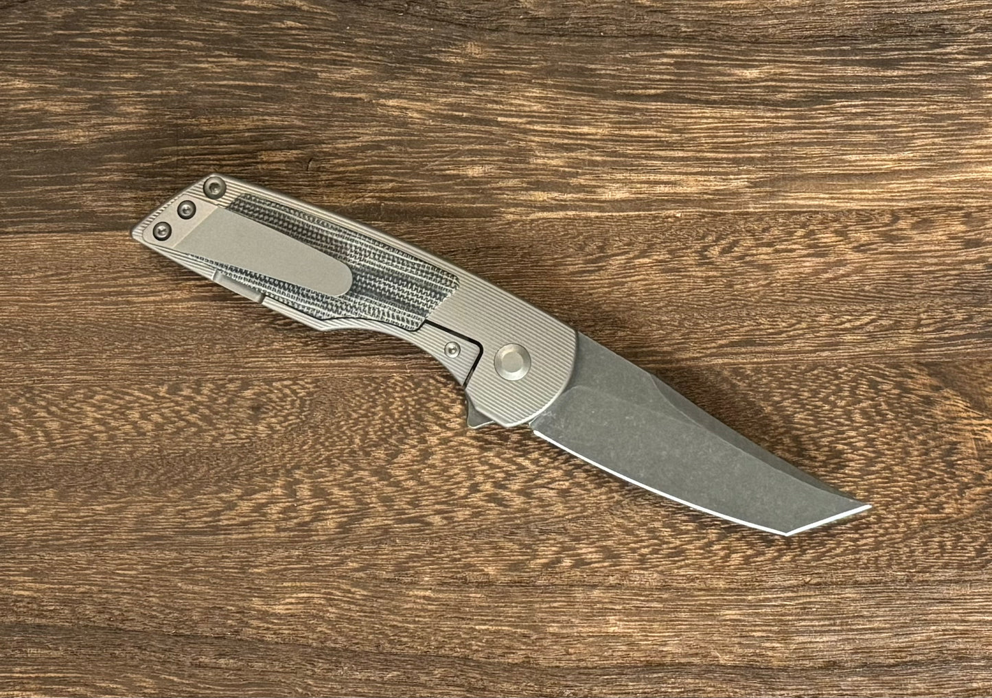 Urban EDC-Urban EDC Delta - Titanium and Elmax - Black Micarta and Acid Etched Blade - Brand New-2-Urban Cutlery