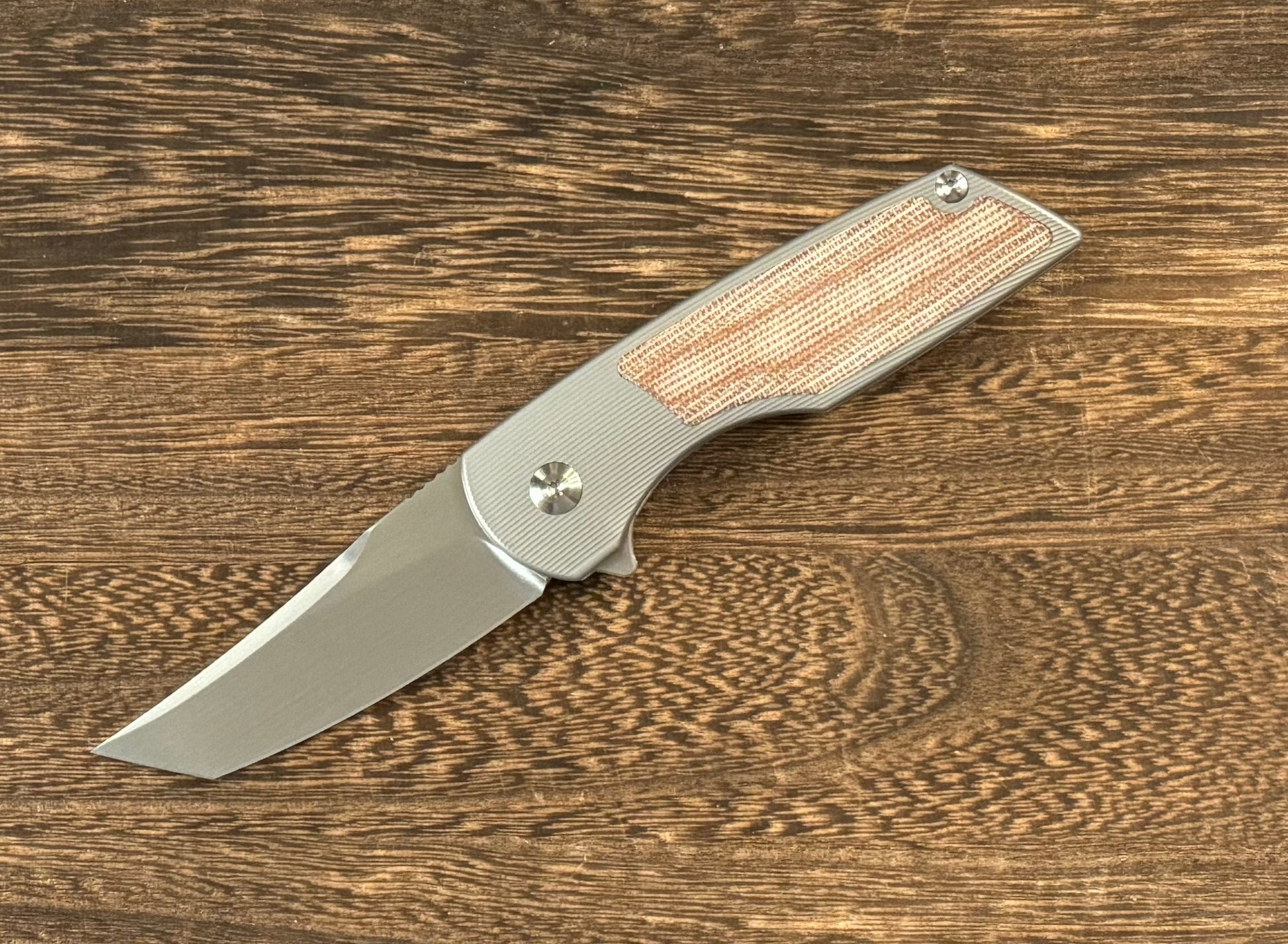 Urban EDC-Urban EDC Delta - Titanium and Elmax - Brown Micarta and Hand Rubbed Blade - Brand New-1-Urban Cutlery