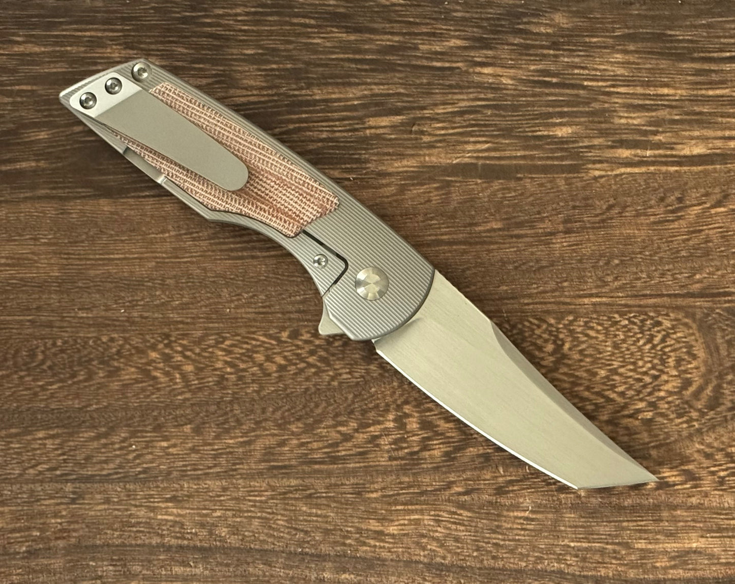 Urban EDC-Urban EDC Delta - Titanium and Elmax - Brown Micarta and Hand Rubbed Blade - Brand New-2-Urban Cutlery