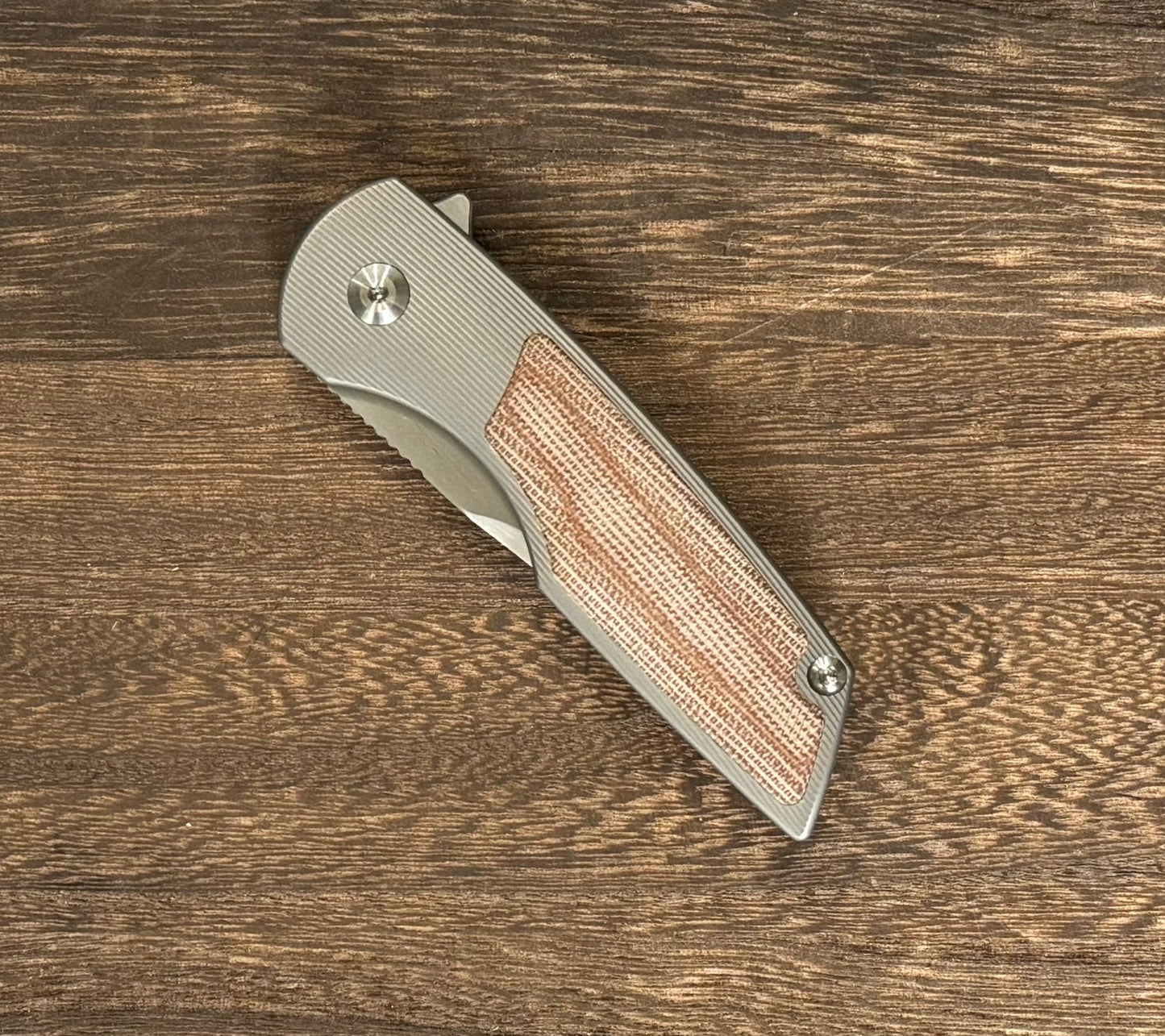 Urban EDC-Urban EDC Delta - Titanium and Elmax - Brown Micarta and Hand Rubbed Blade - Brand New-3-Urban Cutlery