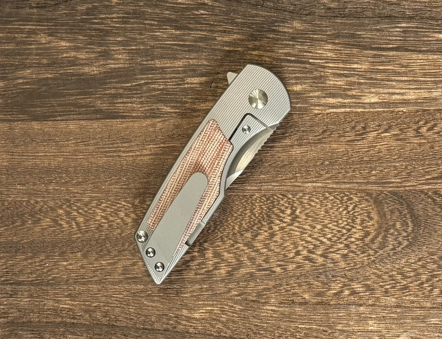 Urban EDC-Urban EDC Delta - Titanium and Elmax - Brown Micarta and Hand Rubbed Blade - Brand New-4-Urban Cutlery