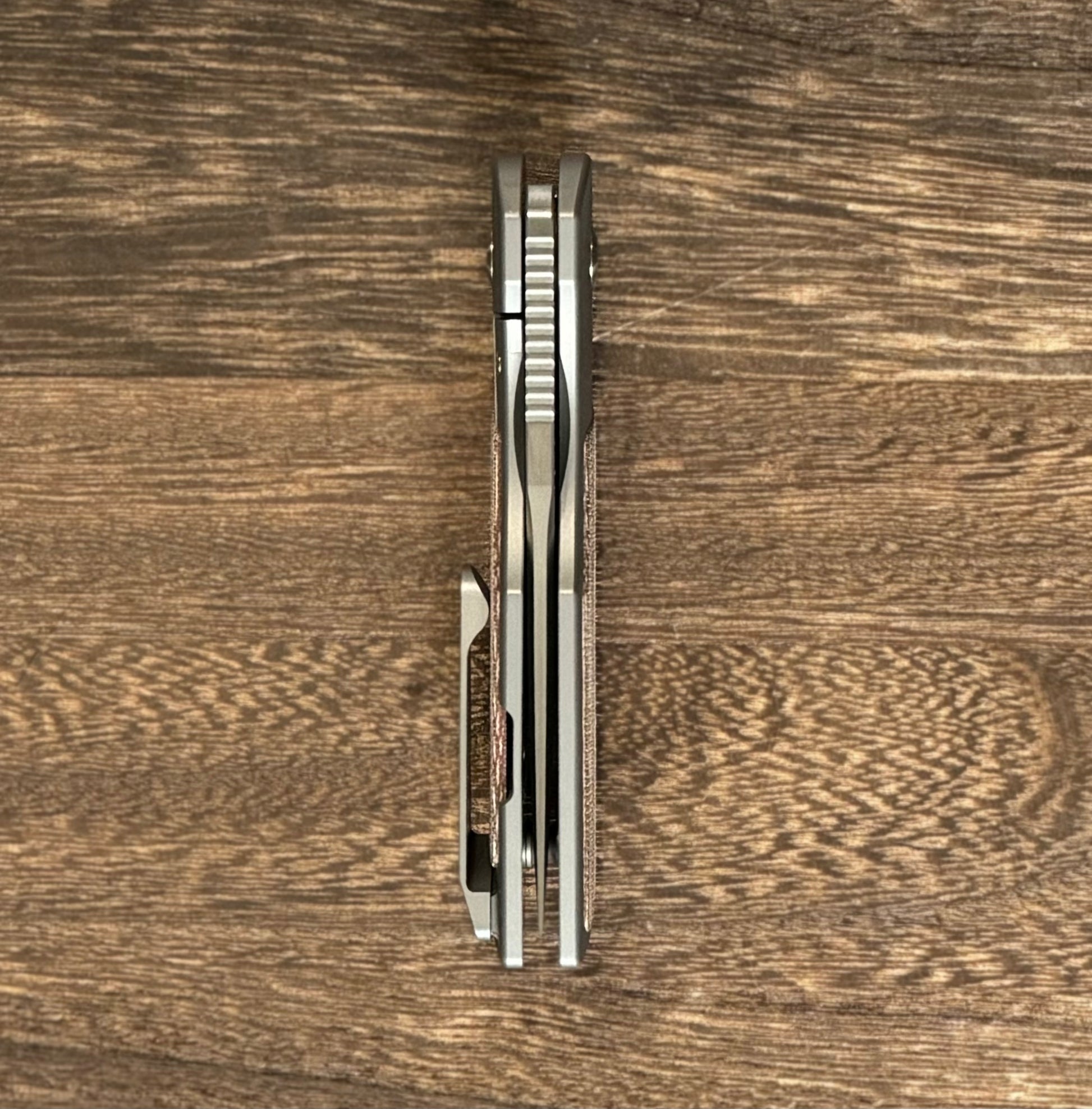 Urban EDC-Urban EDC Delta - Titanium and Elmax - Brown Micarta and Hand Rubbed Blade - Brand New-5-Urban Cutlery