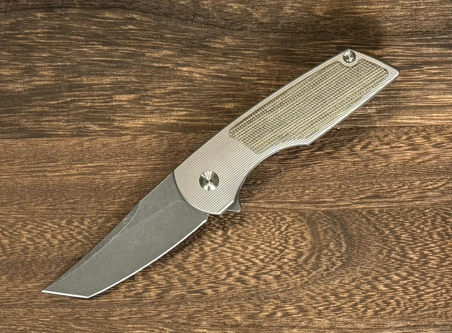 Urban EDC-Urban EDC Delta - Titanium and Elmax - Green Micarta and Acid Etched Blade - Brand New-1-Urban Cutlery