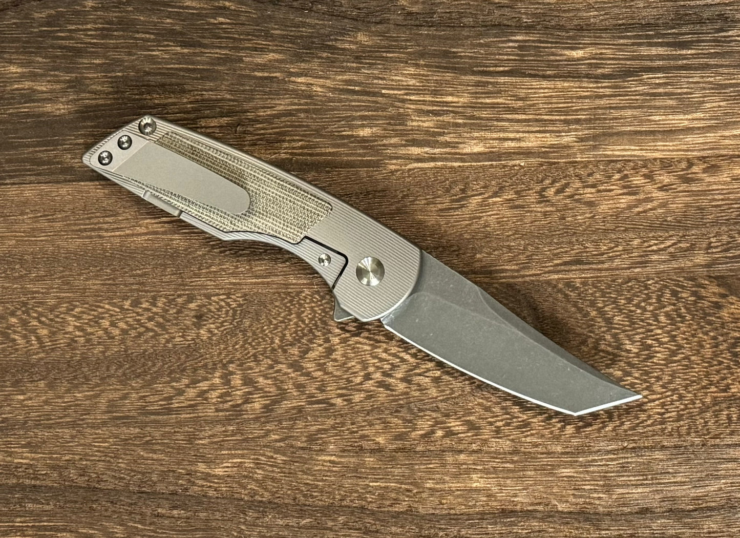 Urban EDC-Urban EDC Delta - Titanium and Elmax - Green Micarta and Acid Etched Blade - Brand New-2-Urban Cutlery