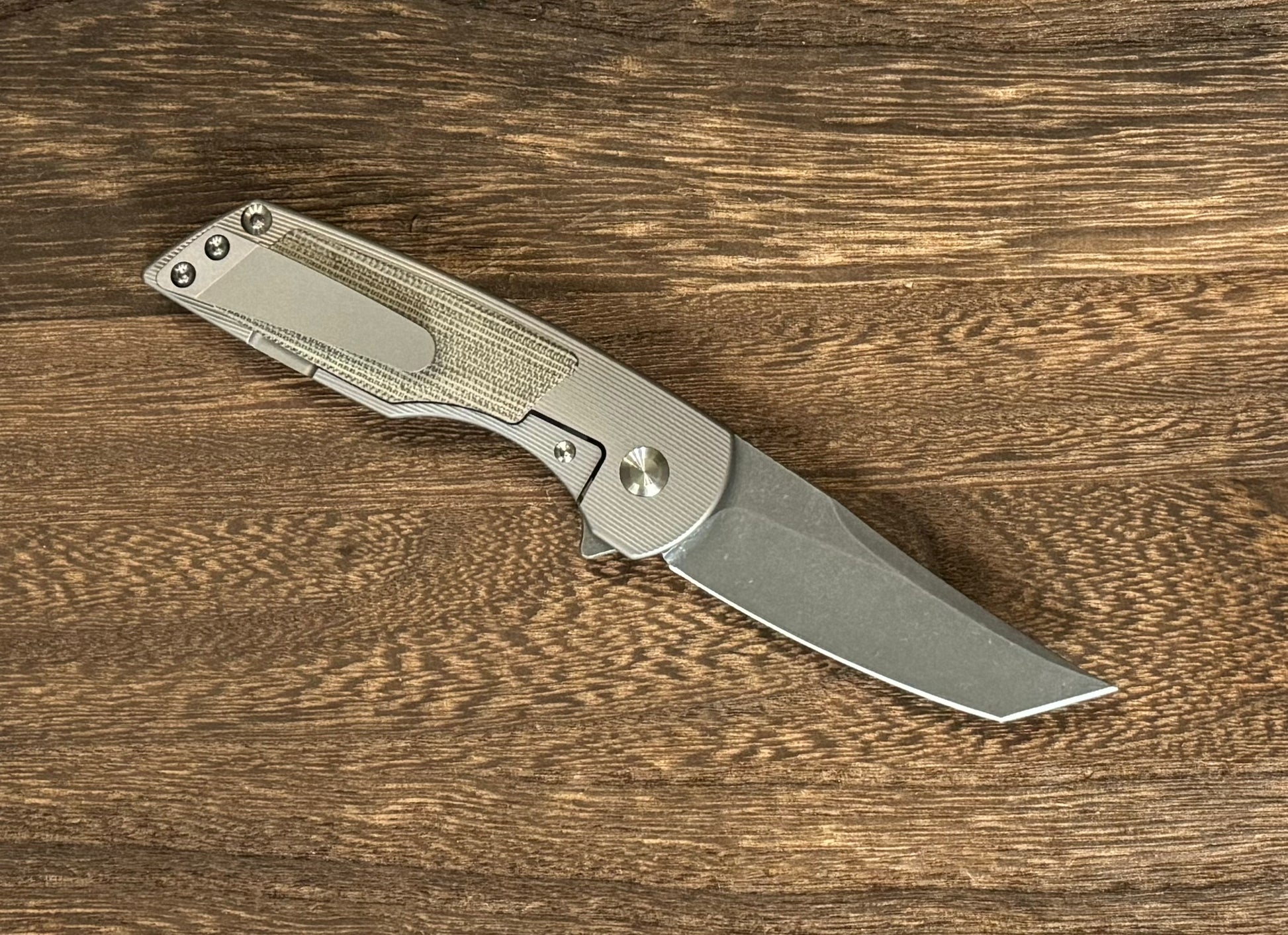 Urban EDC-Urban EDC Delta - Titanium and Elmax - Green Micarta and Acid Etched Blade - Brand New-2-Urban Cutlery