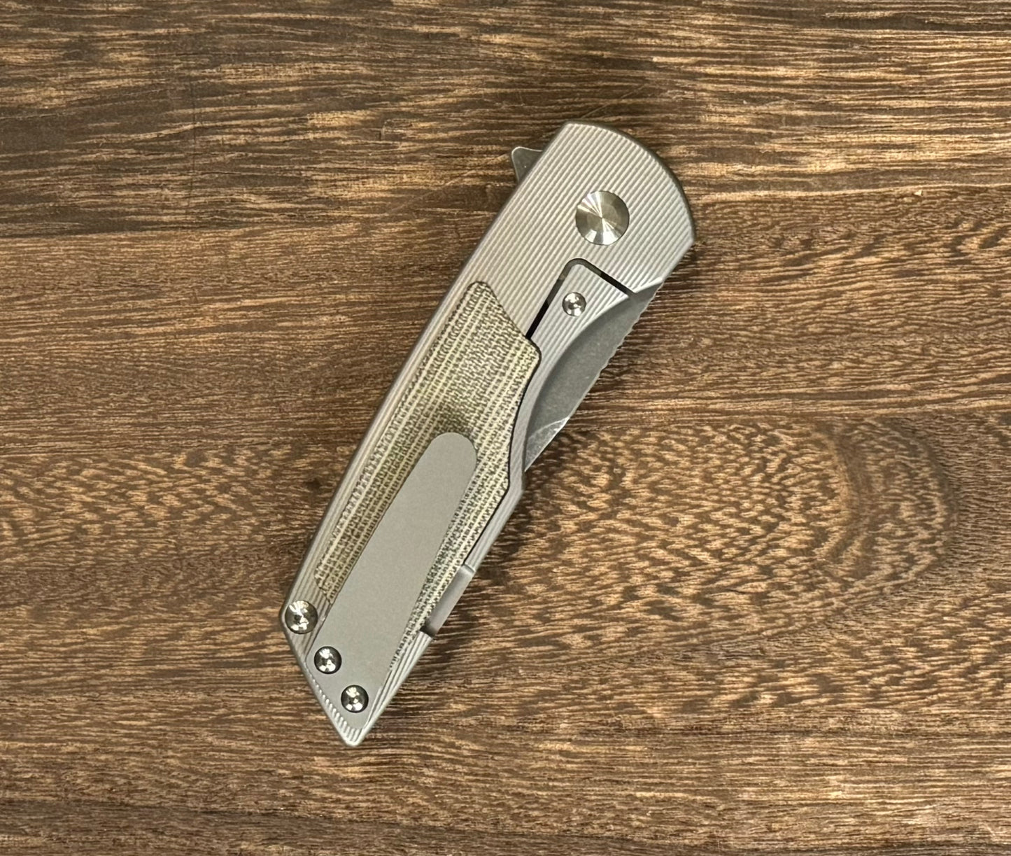 Urban EDC-Urban EDC Delta - Titanium and Elmax - Green Micarta and Acid Etched Blade - Brand New-4-Urban Cutlery