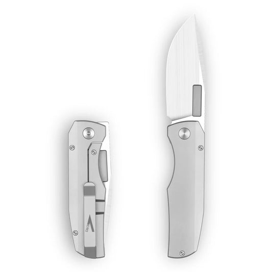 Vero Engineering Nova - Raw Titanium Handle - Hand Satin Blade Vero Engineering Urban Cutlery & Lifestyle Shoppe