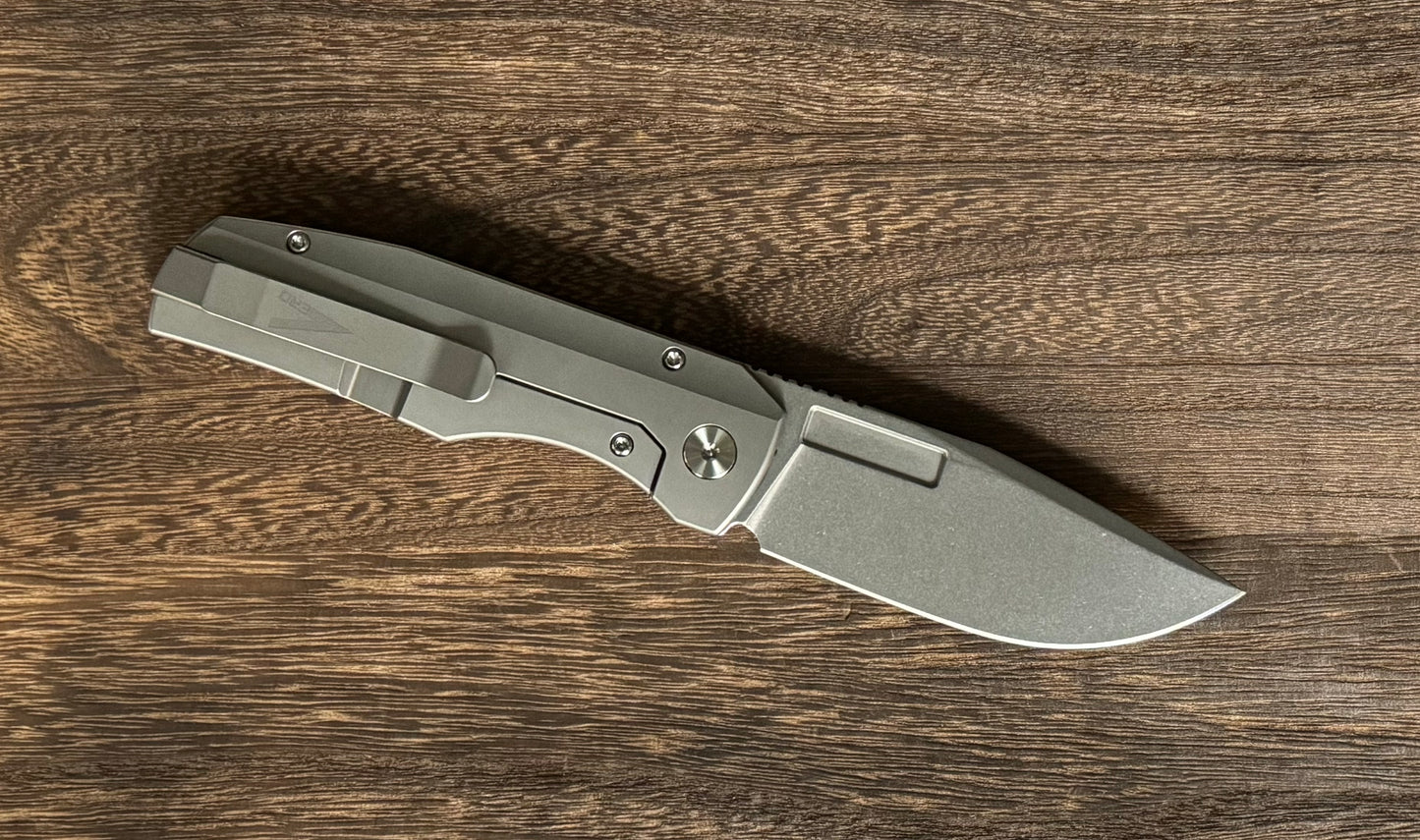 Vero Engineering Nova - Raw Titanium Handle - Stonewashed Blade Vero Engineering Urban Cutlery & Lifestyle Shoppe