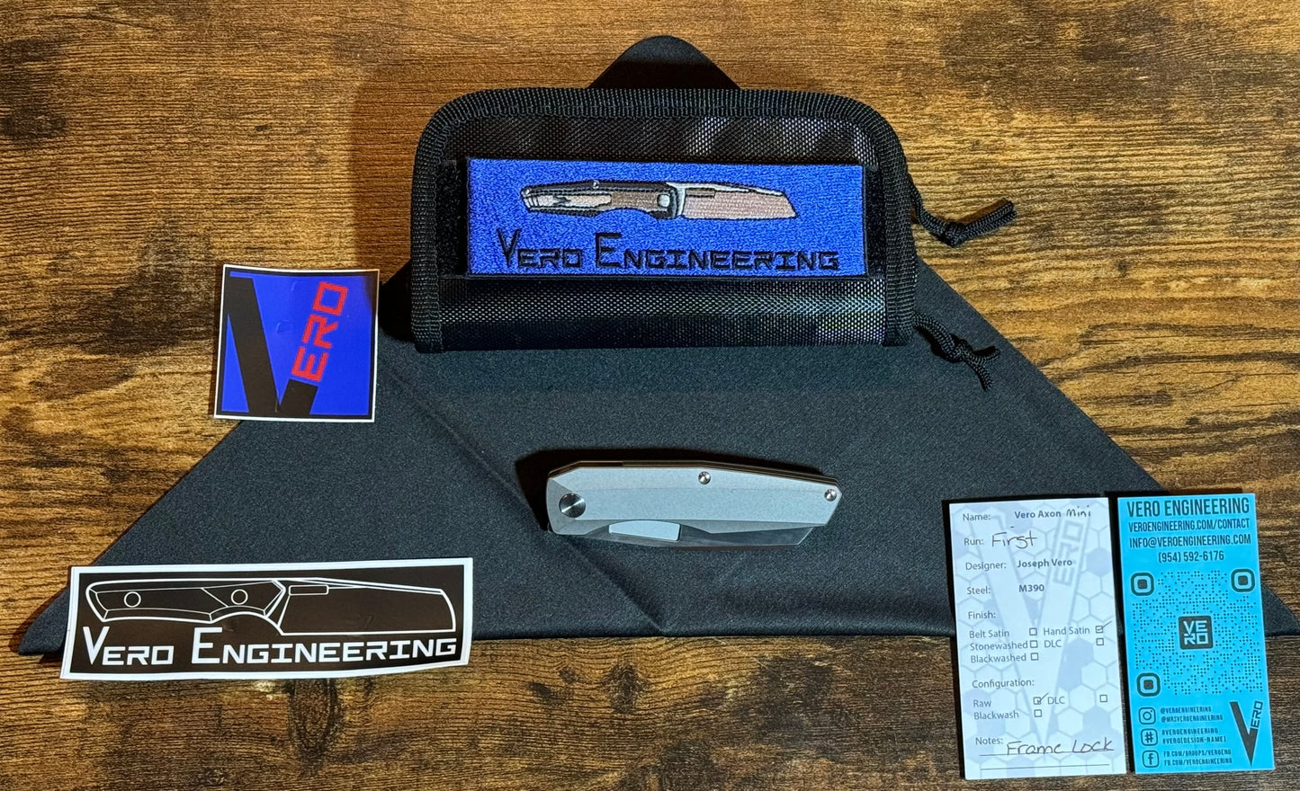 Vero Engineering-Vero Axon Mini Frame Lock - Hand Satin M390 Blade - Raw Titanium Handle - First Run #244-5-Urban Cutlery