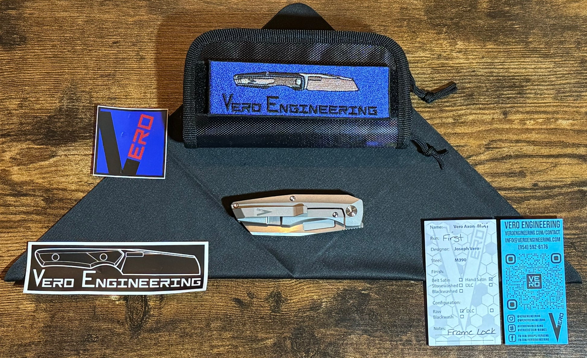 Vero Engineering-Vero Axon Mini Frame Lock - Hand Satin M390 Blade - Raw Titanium Handle - First Run #244-6-Urban Cutlery