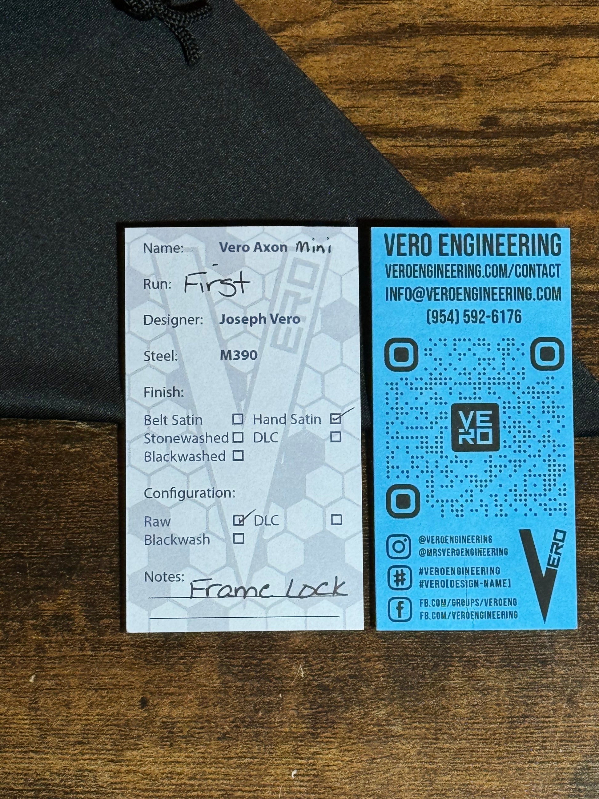 Vero Engineering-Vero Axon Mini Frame Lock - Hand Satin M390 Blade - Raw Titanium Handle - First Run #244-8-Urban Cutlery