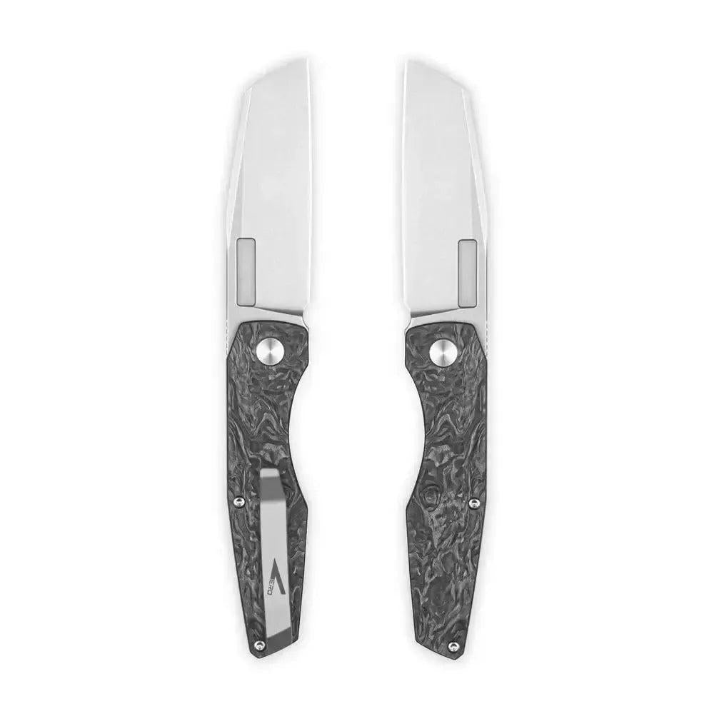 Vero Engineering-Vero Engineering Axon Liner Lock - Marbled Carbon Fiber Handle - Stonewashed Blade-3-Urban Cutlery