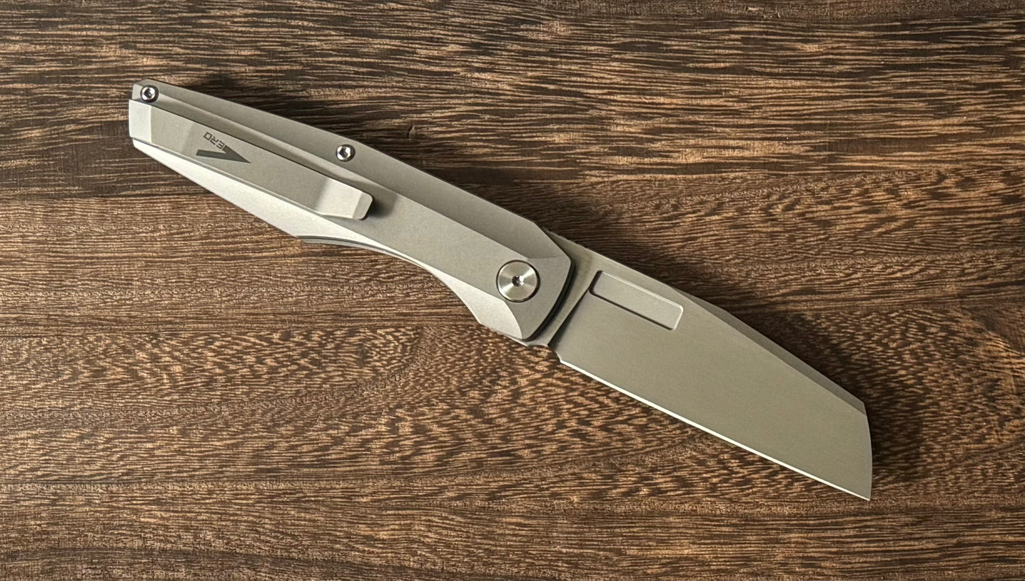Vero Engineering-Vero Engineering Axon Liner Lock - Stonewashed Ti Handle - Hand Satin Blade-Urban Cutlery