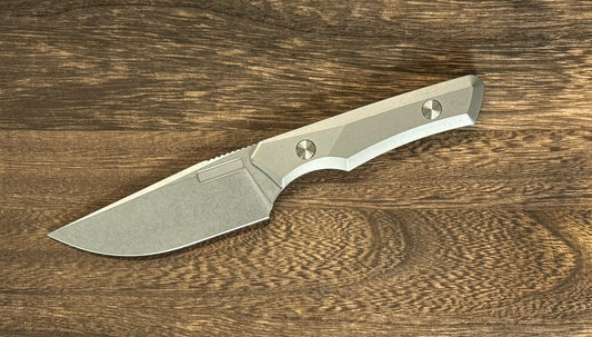 Vero Engineering-Vero Engineering Myelin Fixed Blade - Stonewashed Ti Handle - Stonewashed Blade-1-Urban Cutlery