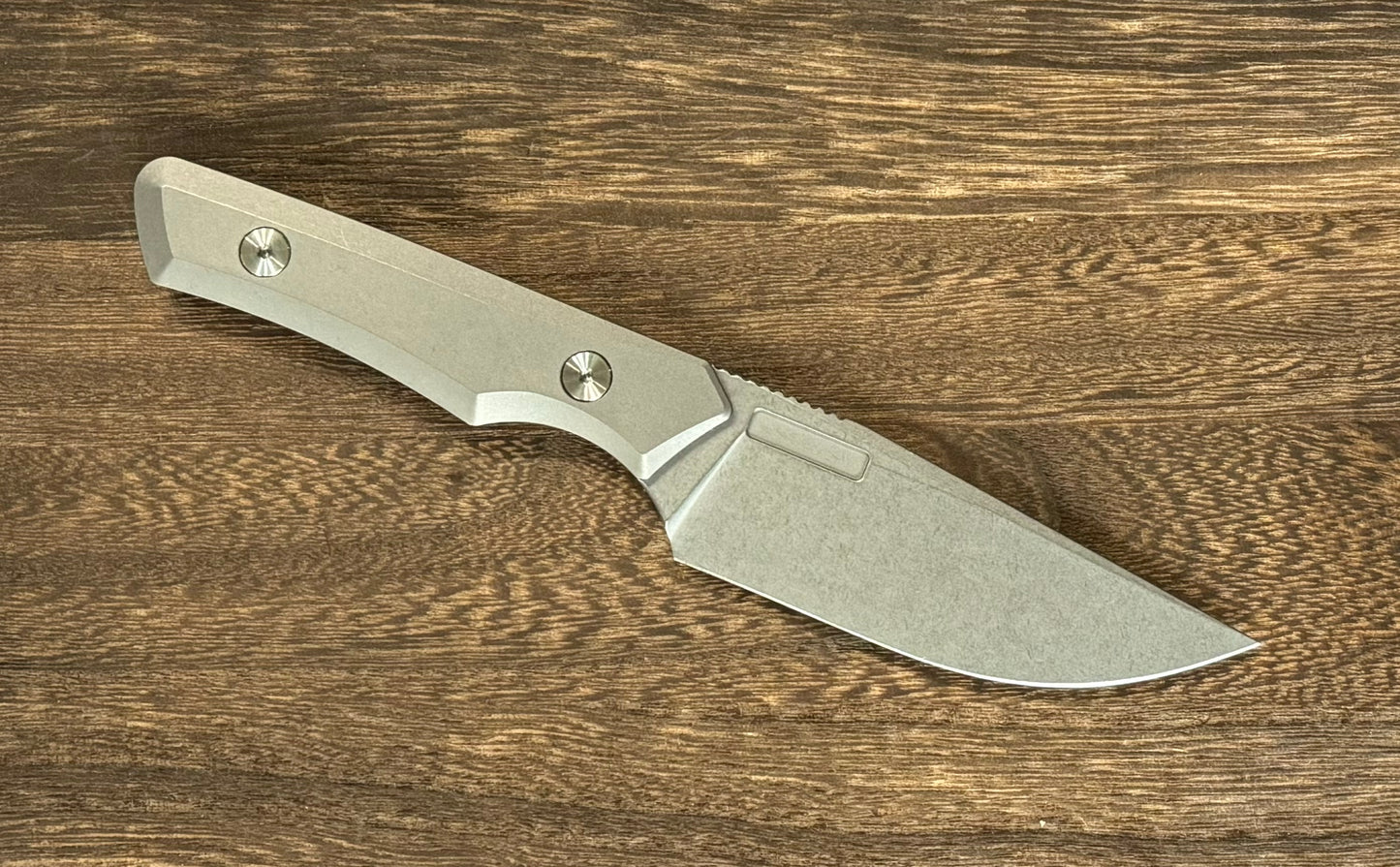 Vero Engineering-Vero Engineering Myelin Fixed Blade - Stonewashed Ti Handle - Stonewashed Blade-2-Urban Cutlery